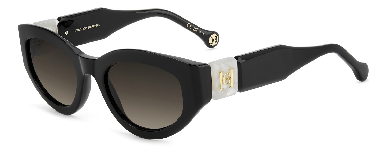 Sunglasses Carolina Herrera Her 0370/S 208809 807 HA color black shape oval lenses brown shaded