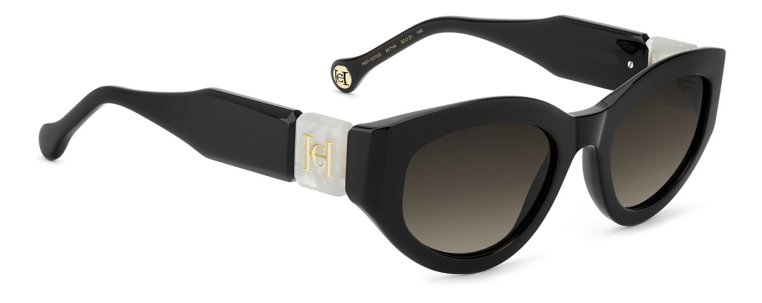 Sunglasses Carolina Herrera Her 0370/S 208809 807 HA color black shape oval lenses brown shaded