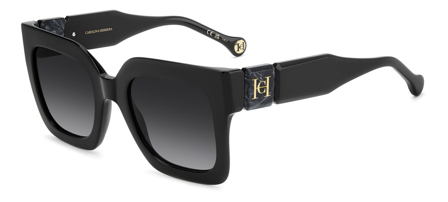 Occhiali da sole Carolina Herrera Her 0369/S 208817 807 9O colore black forma quadrato lenti dark grey shaded