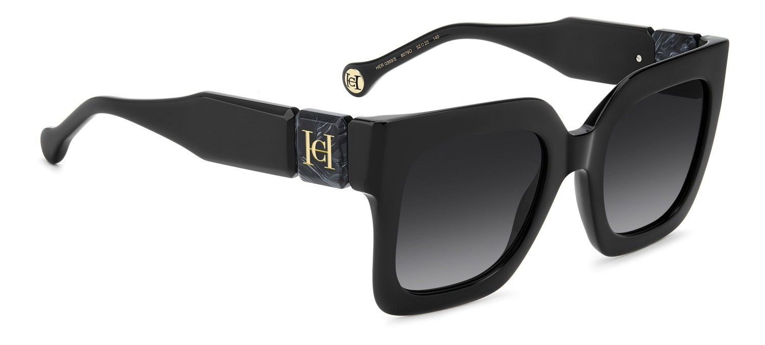 Occhiali da sole Carolina Herrera Her 0369/S 208817 807 9O colore black forma quadrato lenti dark grey shaded