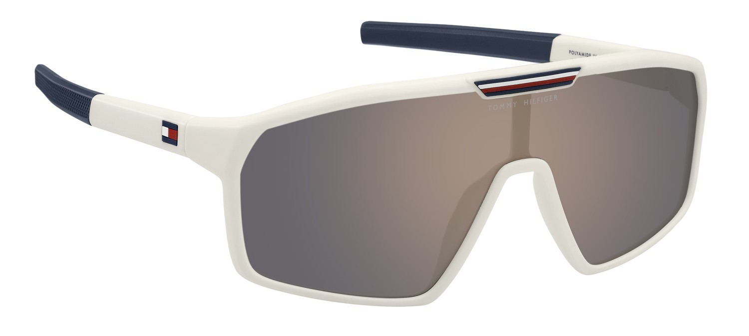 Sunglasses Tommy Hilfiger Th 2357/S 208821 6HT JO color matte white shape mask lenses grey bronze mirror