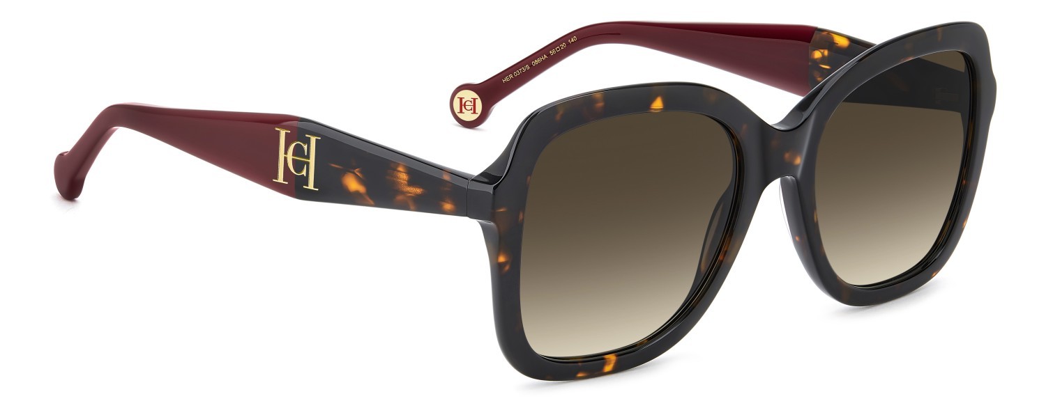 Sonnenbrillen Carolina Herrera Her 0373/S 208824 086 HA farbe havana form quadratisch gläser brown shaded