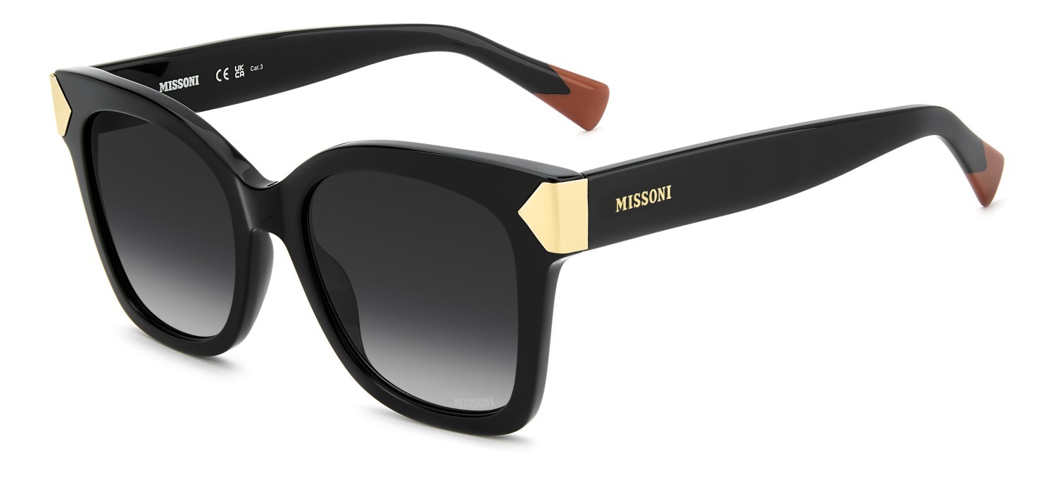 Sunglasses Missoni Mis 0284/S 208827 807 9O color black shape square lenses dark grey shaded