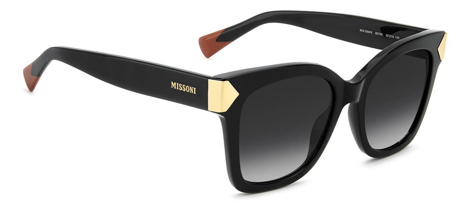 Sunglasses Missoni Mis 0284/S 208827 807 9O color black shape square lenses dark grey shaded