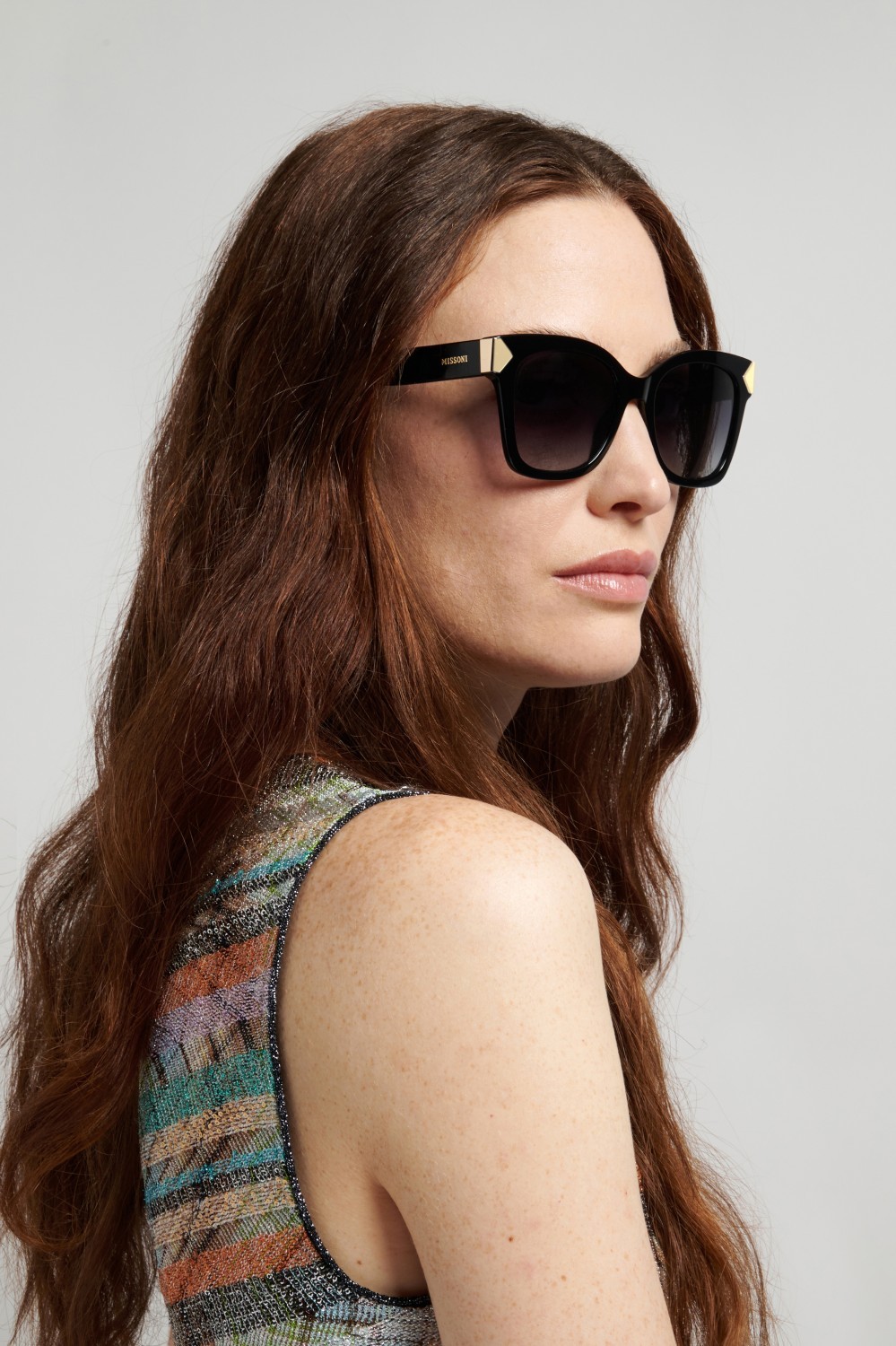 Sunglasses Missoni Mis 0284/S 208827 807 9O color black shape square lenses dark grey shaded