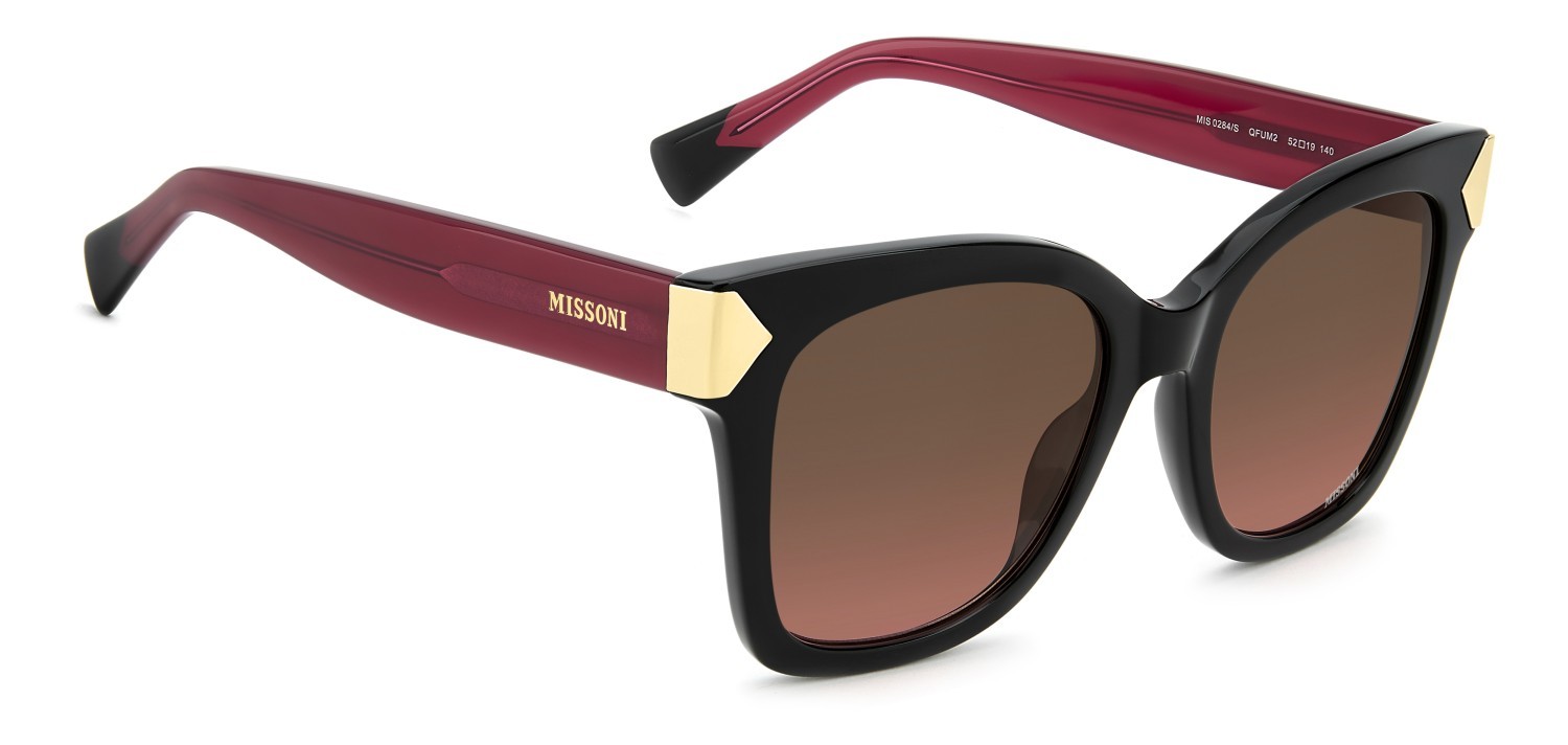 Sunglasses Missoni Mis 0284/S 208827 QFU M2 color black 6 shape square lenses brown pink shaded