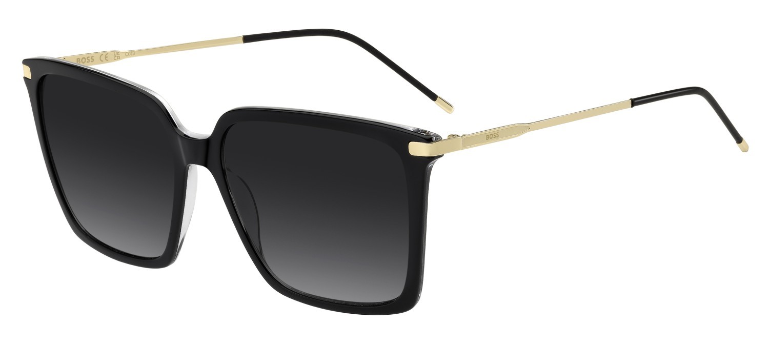 Sunglasses Hugo Boss 1947/S 208829 EI7 9O color black crystal 2 shape square lenses dark grey shaded