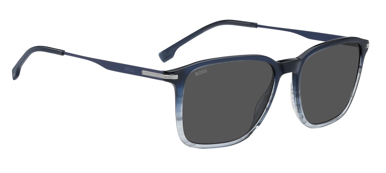 Occhiali da sole Hugo Boss 1886/S 208832 NLB IR colore blue striped grey forma rettangolare lenti grey