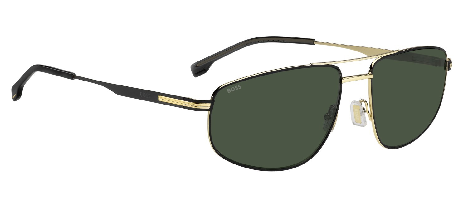Occhiali da sole Hugo Boss 1887/S 208834 I46 QT colore matte black gold forma navigator lenti green
