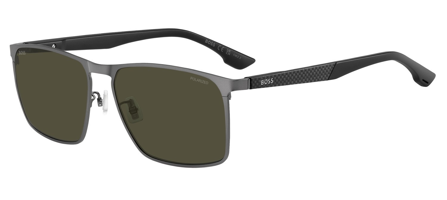 Occhiali da sole Hugo Boss 1913/G 208835 R80 L7 colore matte dark ruthenium forma rettangolare lenti green polarized high contrast