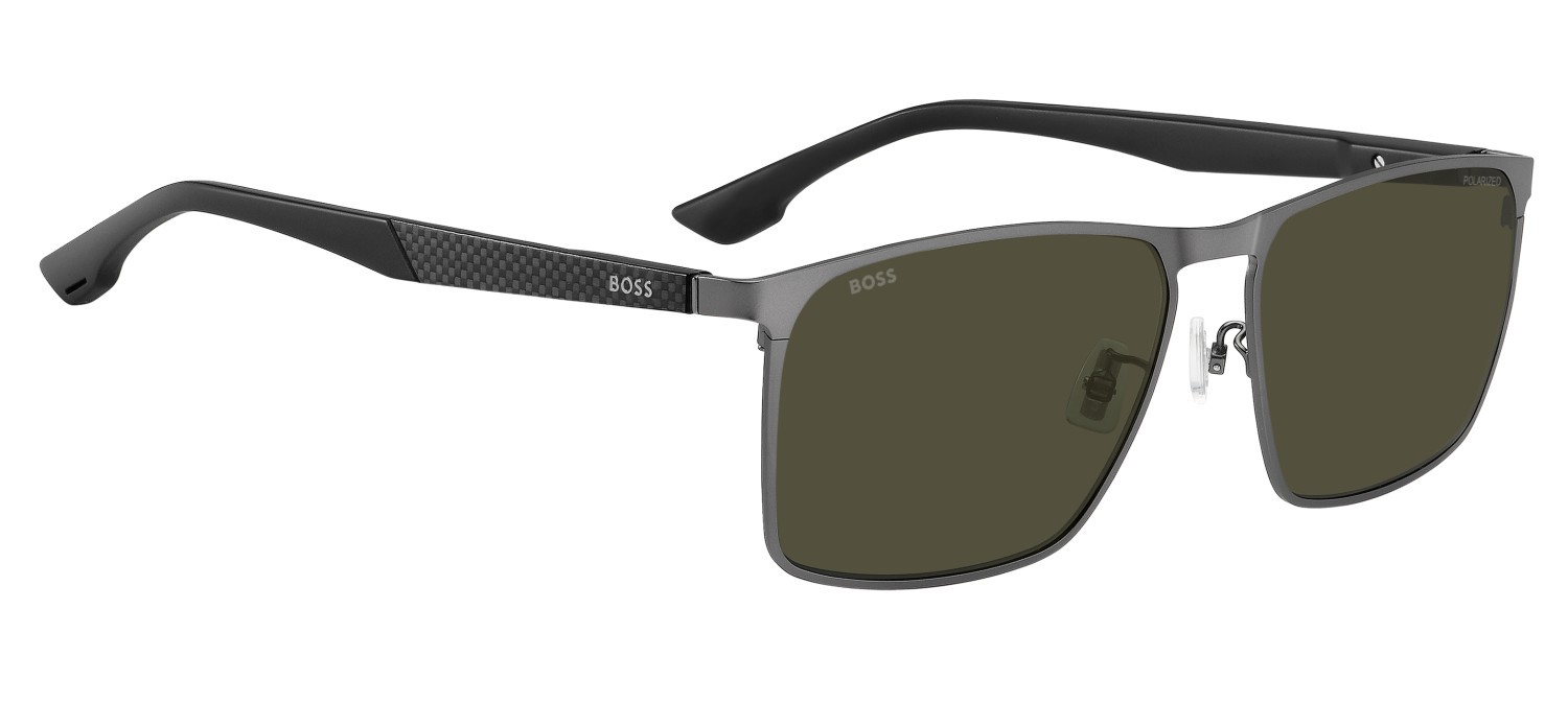 Occhiali da sole Hugo Boss 1913/G 208835 R80 L7 colore matte dark ruthenium forma rettangolare lenti green polarized high contrast