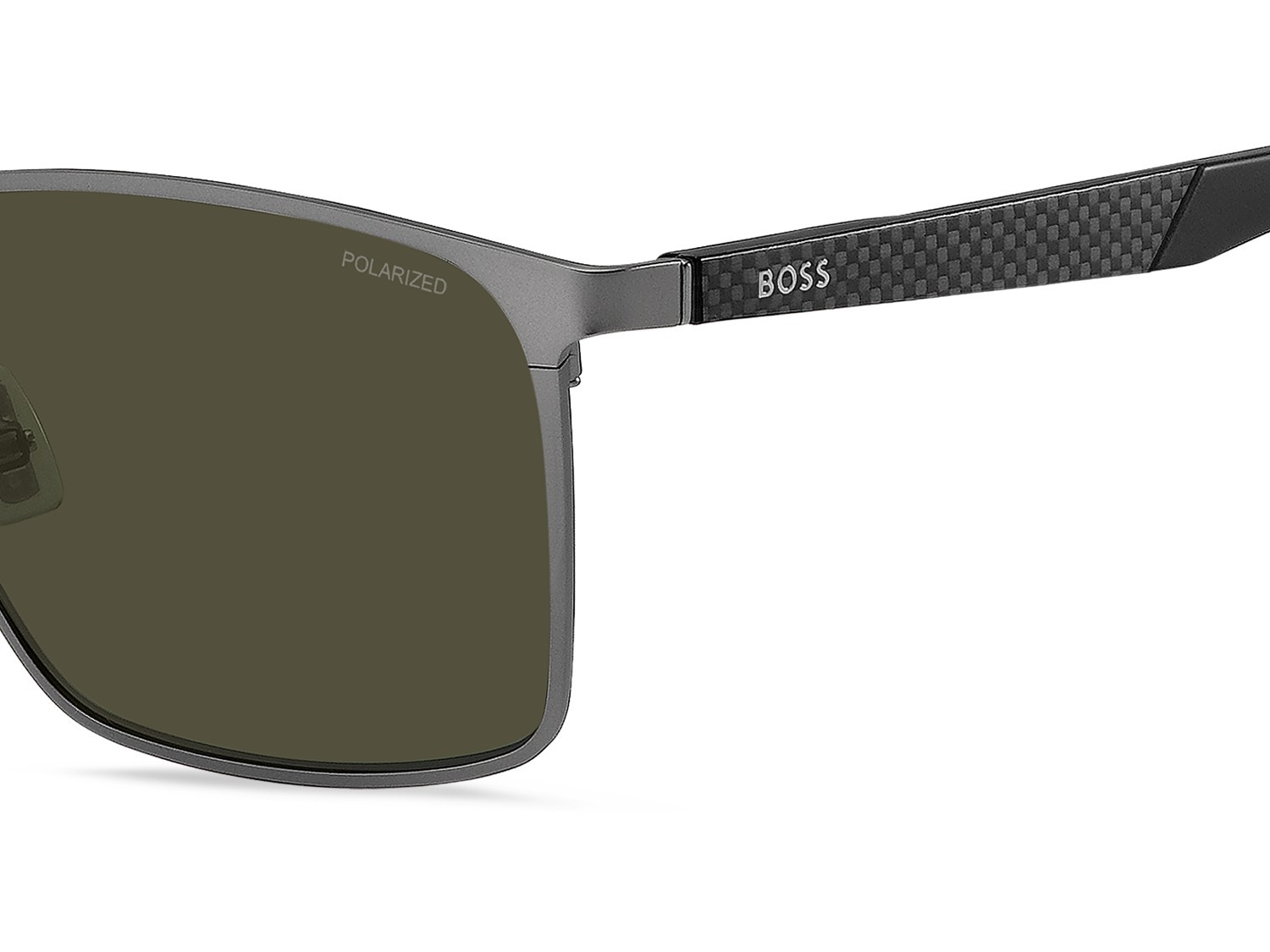 Occhiali da sole Hugo Boss 1913/G 208835 R80 L7 colore matte dark ruthenium forma rettangolare lenti green polarized high contrast