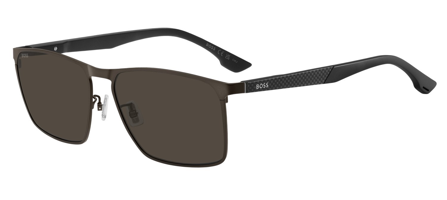 Occhiali da sole Hugo Boss 1913/G 208835 YZ4 IR colore matte brown forma rettangolare lenti grey