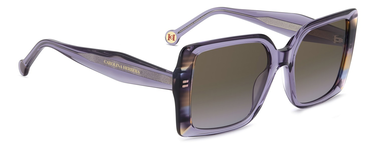 Sunglasses Carolina Herrera Her 0391/S 208847 789 QR color lilac shape rectangle lenses brown violet doubleshade