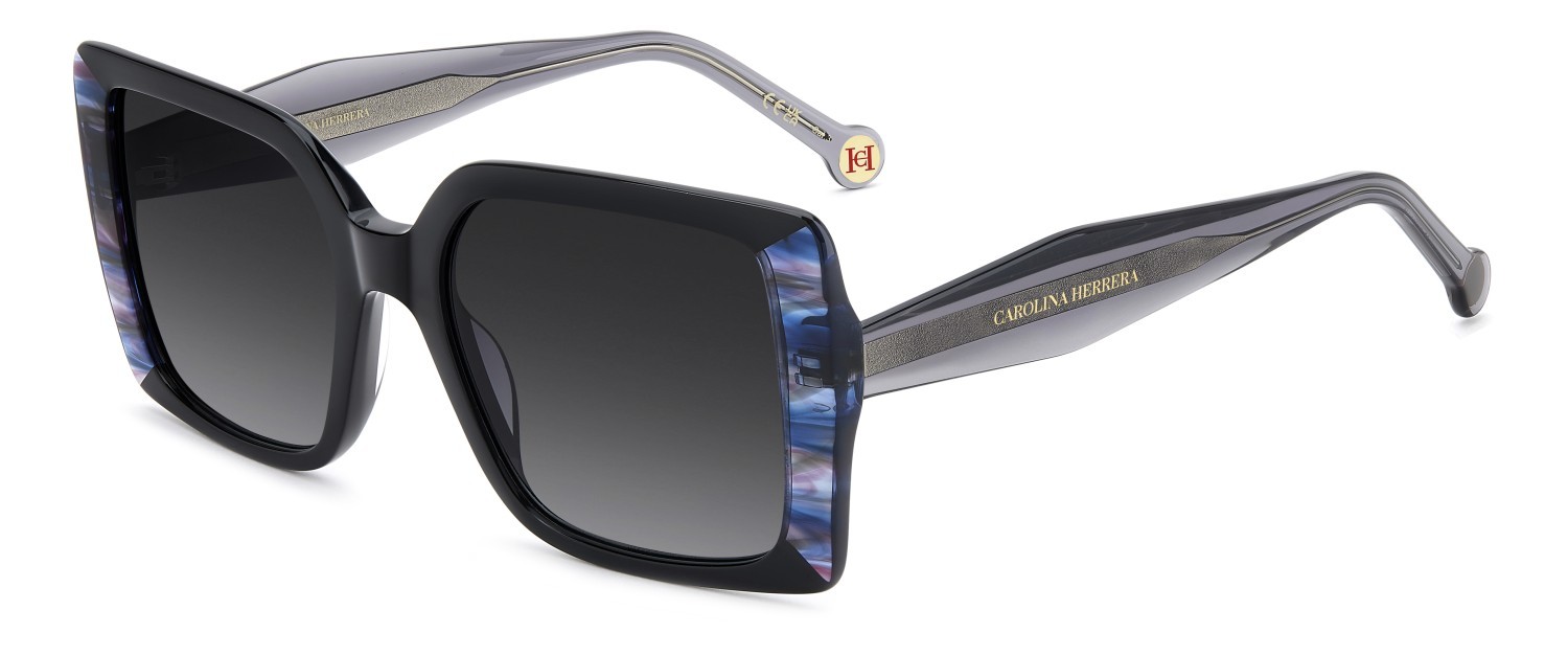 Occhiali da sole Carolina Herrera Her 0391/S 208847 807 9O colore black forma rettangolare lenti dark grey shaded