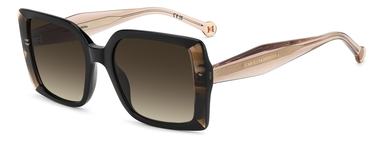 Occhiali da sole Carolina Herrera Her 0391/S 208847 KDX HA colore black nude forma rettangolare lenti brown shaded