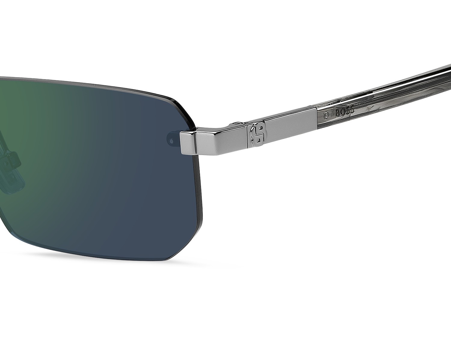Sunglasses Hugo Boss 1918/S 208850 6LB MT color ruthenium shape rectangle lenses green mirror