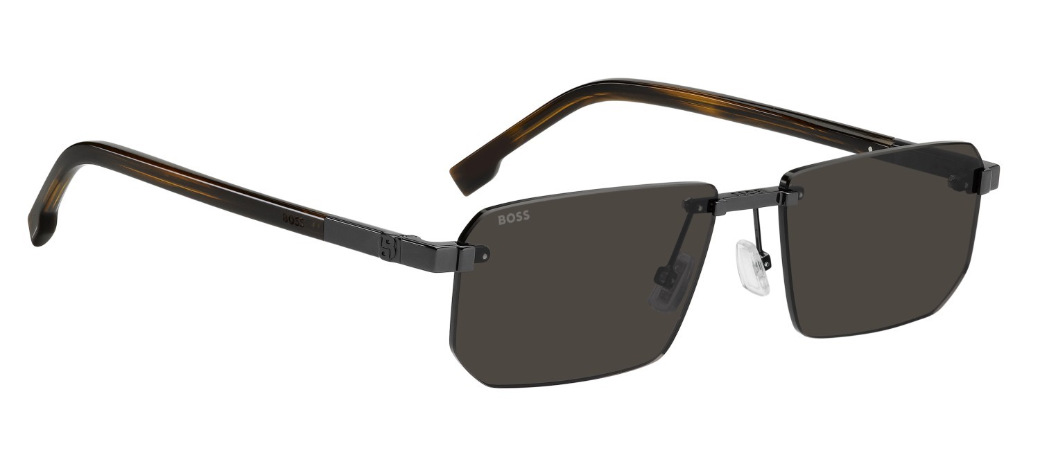 Occhiali da sole Hugo Boss 1918/S 208850 V81 IR colore dark ruthenium black forma rettangolare lenti grey
