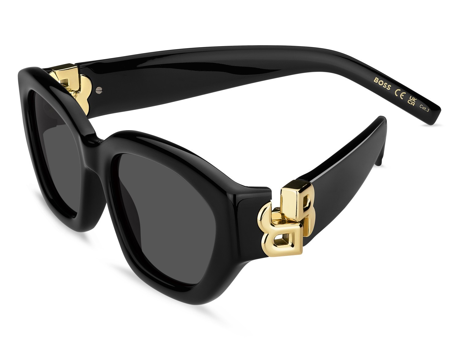 Occhiali da sole Hugo Boss 1937/S 208852 807 IR colore black forma cat eye lenti grey