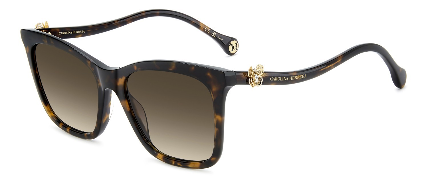 Sunglasses Carolina Herrera Her 0394/G 208864 086 HA color havana shape rectangle lenses brown shaded