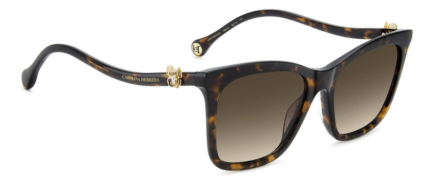 Sunglasses Carolina Herrera Her 0394/G 208864 086 HA color havana shape rectangle lenses brown shaded