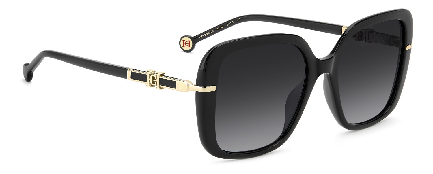 Occhiali da sole Carolina Herrera Her 0380/G 208868 807 9O colore black forma quadrato lenti dark grey shaded