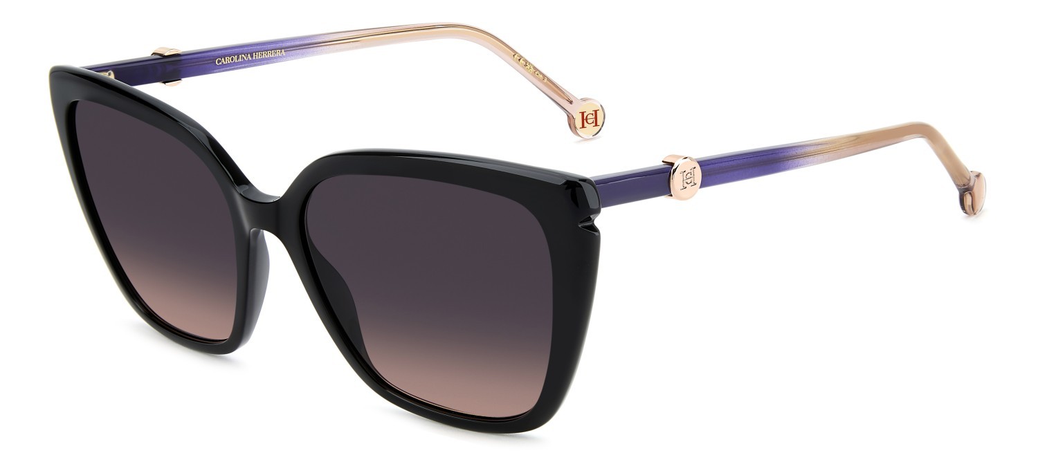 Occhiali da sole Carolina Herrera Her 0385/S 208869 OFE TP colore plum black forma cat eye lenti fulmini ml green