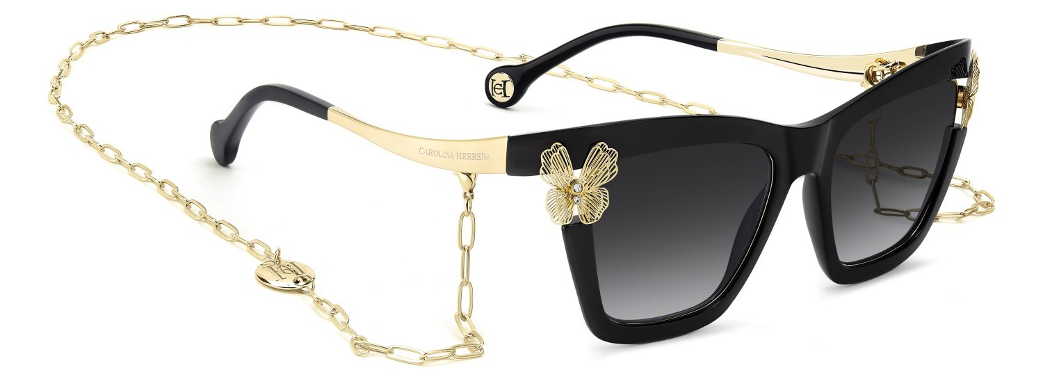 Sonnenbrillen Carolina Herrera Her 0399/S 208871 807 9O farbe black form cat-eye gläser dark grey shaded
