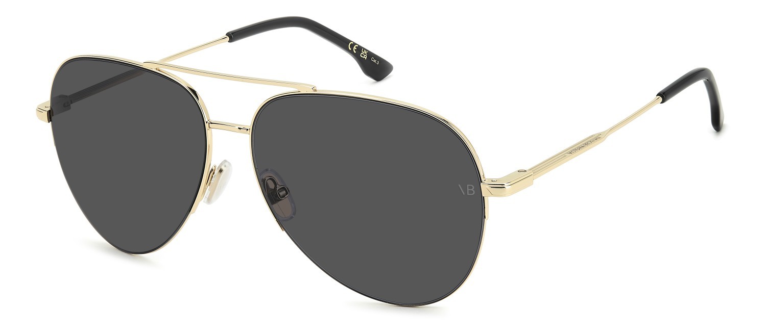 Sunglasses Victoria Beckham Vb 1000/S 208889 RHL IR color gold black 2 shape aviator lenses grey
