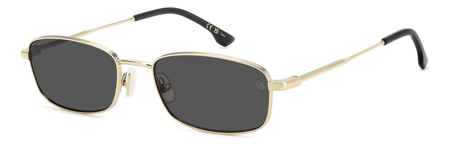 Sunglasses Victoria Beckham Vb 1001/S 208890 RHL IR color gold black 2 shape rectangle lenses grey