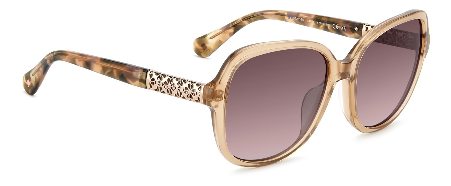 Sunglasses Kate Spade Ks Eliza 2/G 208910 84E 3X color gold beige shape round lenses pink doubleshade