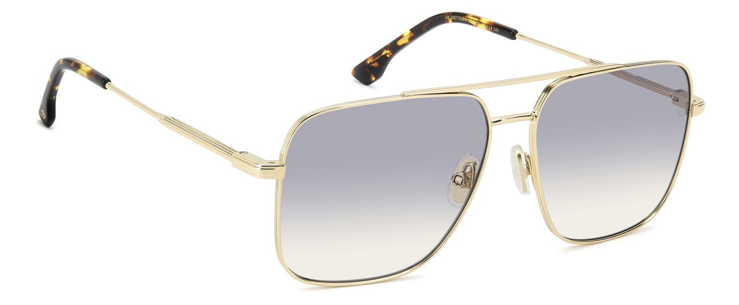 Sunglasses Victoria Beckham Vb 1007/S 209006 J5G VM color gold shape navigator lenses blue shaded blue filter antireflex