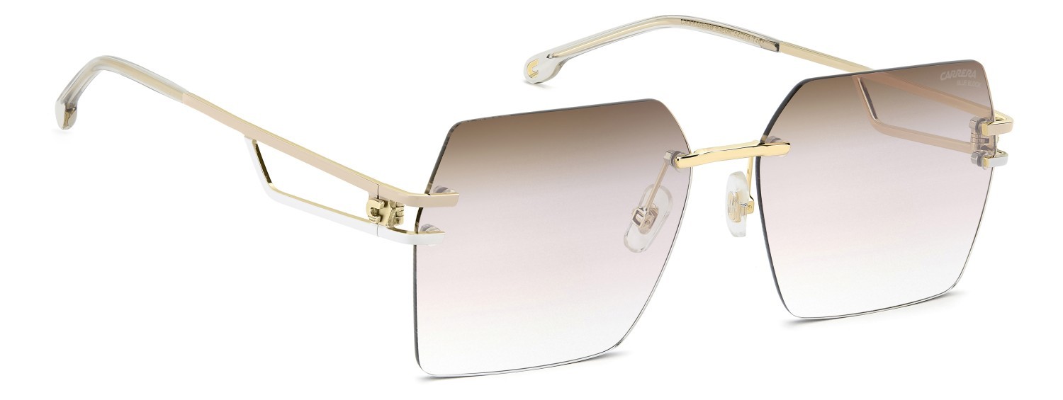 Sonnenbrillen Carrera Ca 3102/S 209041 84E M4 farbe gold beige form rechteckig gläser brown shaded blue absorber