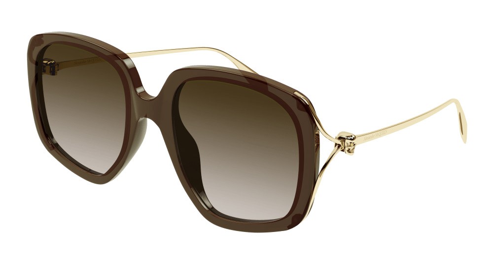 Sunglasses Alexander McQueen AM0374S-002 color oro shape rectangle lenses marrone