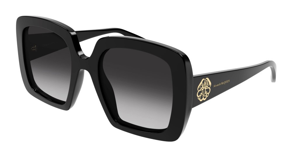 Sunglasses Alexander McQueen AM0378S-001 color nero shape rectangle lenses grigio