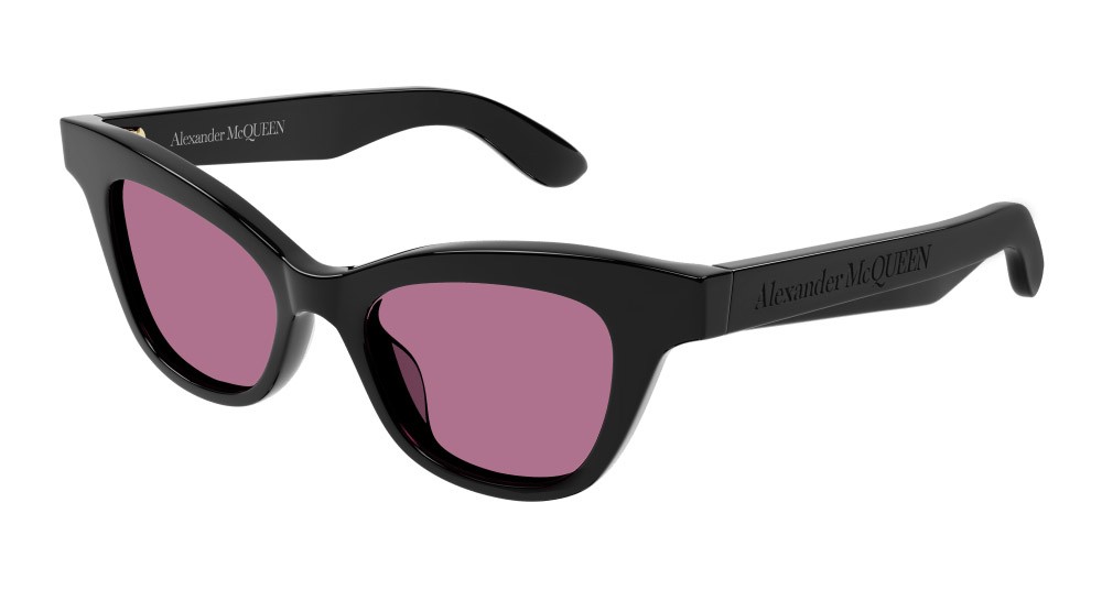 Occhiali da sole Alexander McQueen AM0381S-002 colore nero forma cat eye lenti rosa