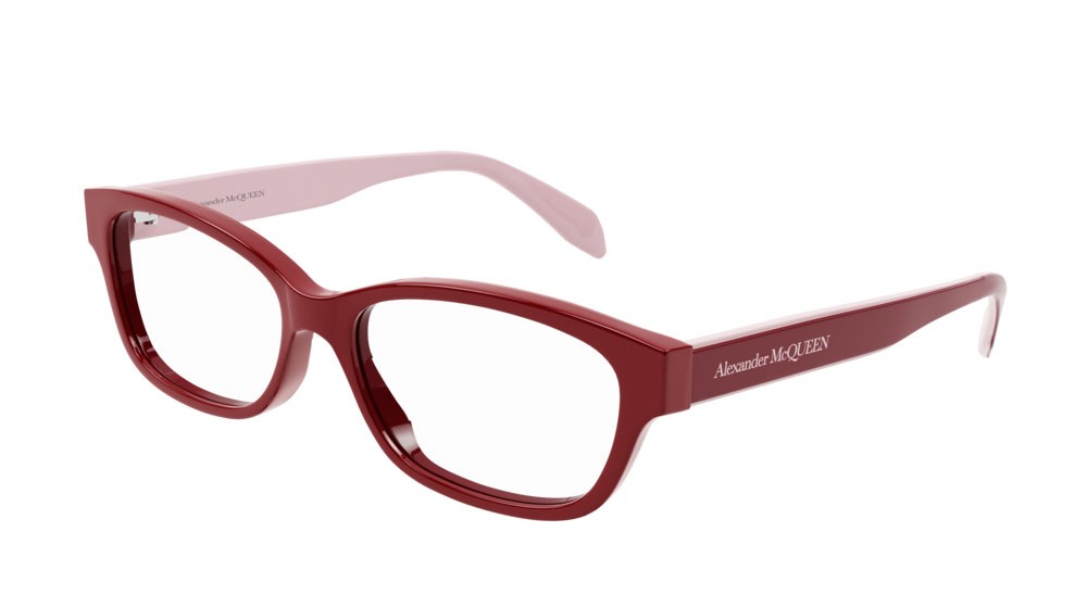 Eyeglasses Alexander McQueen Casual Lines AM0344O-004 color red shape rectangle lenses transparent