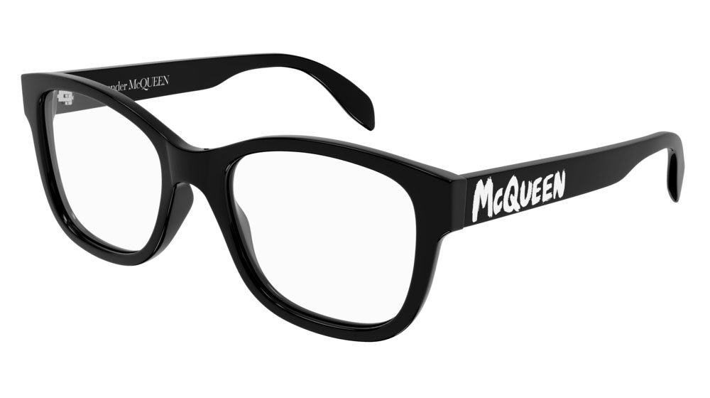 Eyeglasses Alexander McQueen Casual Lines AM0350O-001 color black shape rectangle lenses transparent