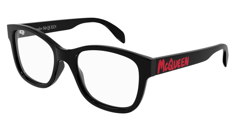 Eyeglasses Alexander McQueen Casual Lines AM0350O-002 color black shape rectangle lenses transparent