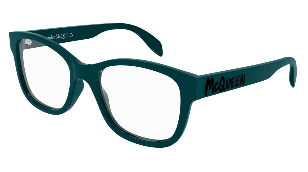 Eyeglasses Alexander McQueen Casual Lines AM0350O-003 color green shape rectangle lenses transparent