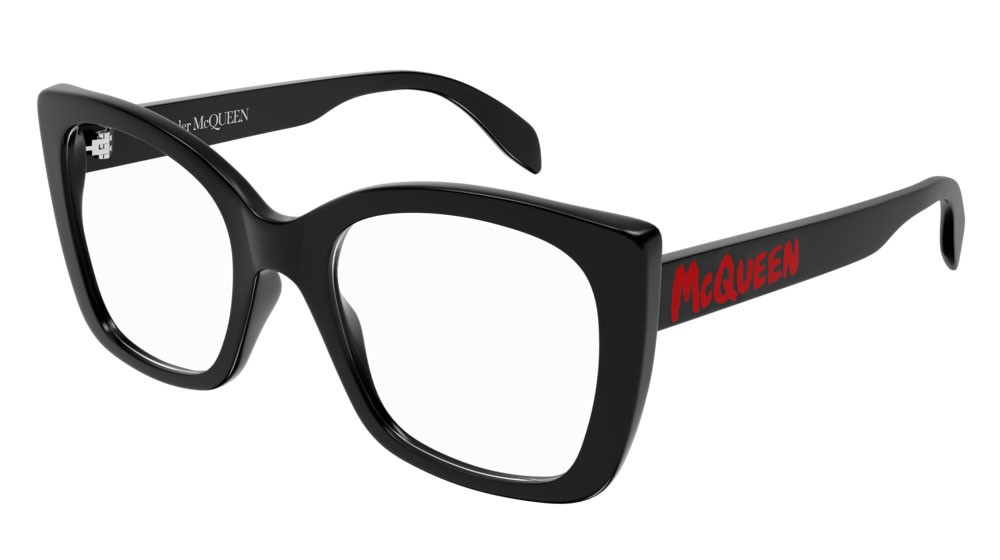 Eyeglasses Alexander McQueen Casual Lines AM0351O-002 color black shape rectangle lenses transparent