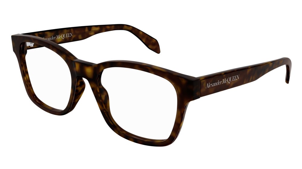 Eyeglasses Alexander McQueen Casual Lines AM0356O-002 color havana shape rectangle lenses transparent
