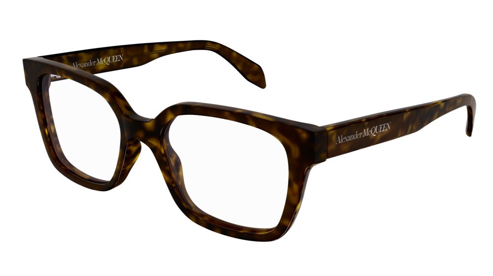 Eyeglasses Alexander McQueen Casual Lines AM0358O-002 color havana shape rectangle lenses transparent