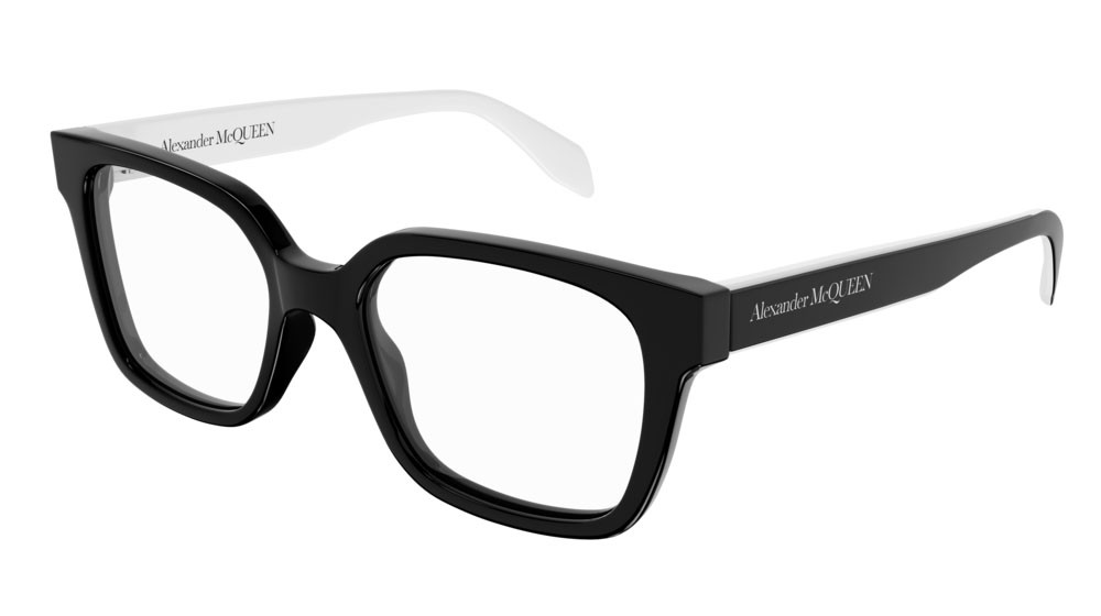 Eyeglasses Alexander McQueen Casual Lines AM0358O-003 color black shape rectangle lenses transparent