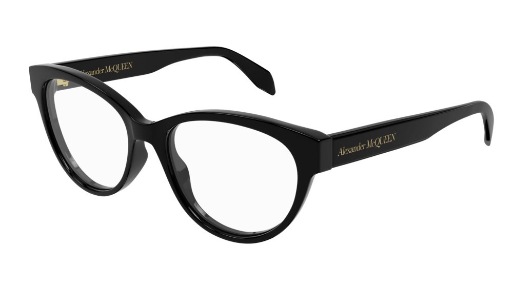 Eyeglasses Alexander McQueen Casual Lines AM0359O-001 color black shape cat eye lenses transparent
