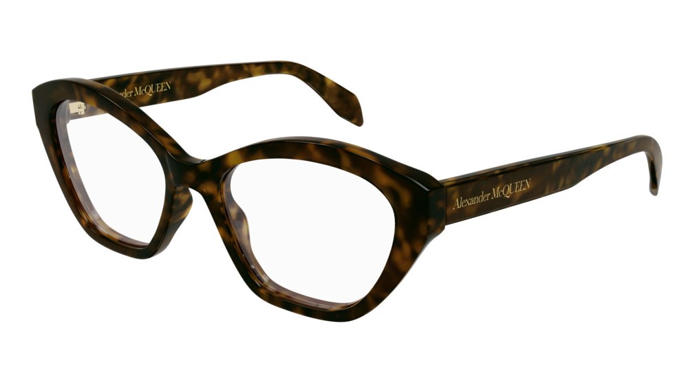 Occhiali da vista Alexander McQueen Casual Lines AM0360O-002 colore havana forma cat eye lenti transparent