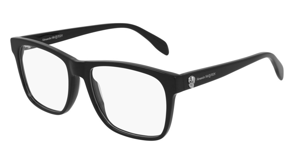Eyeglasses Alexander McQueen Iconic AM0282O-001 color black shape rectangle lenses transparent