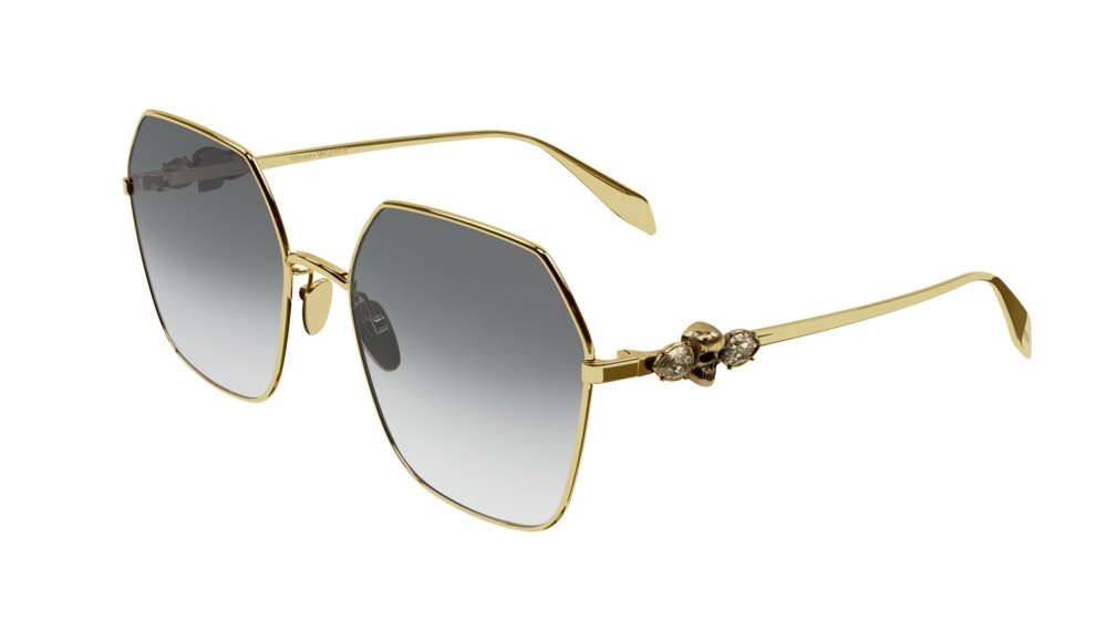Occhiali da sole Alexander McQueen Icons AM0325S-005 colore gold forma geometrico lenti grey
