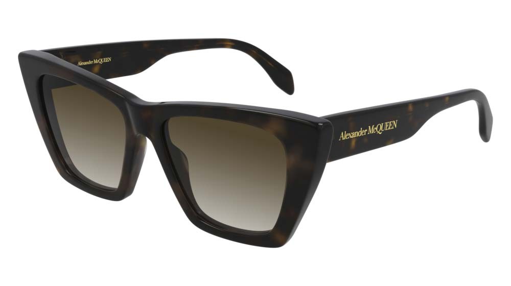 Sunglasses Alexander McQueen Romance AM0299S-002 color havana shape cat eye lenses brown