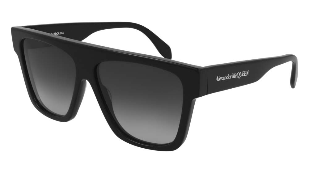 Sunglasses Alexander McQueen Romance AM0302S-001 color black shape rectangle lenses grey